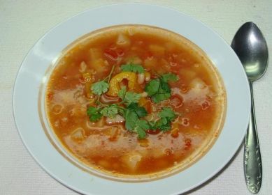 Суп с фасолью и перцем болгарским рецепт с фото пошагово 