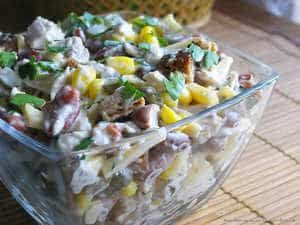 Салат с курицей фасолью и кукурузой рецепт с фото пошагово 