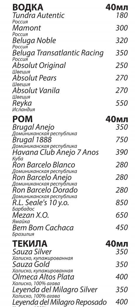 меню Рок Стар Кафе Санкт-Петербург