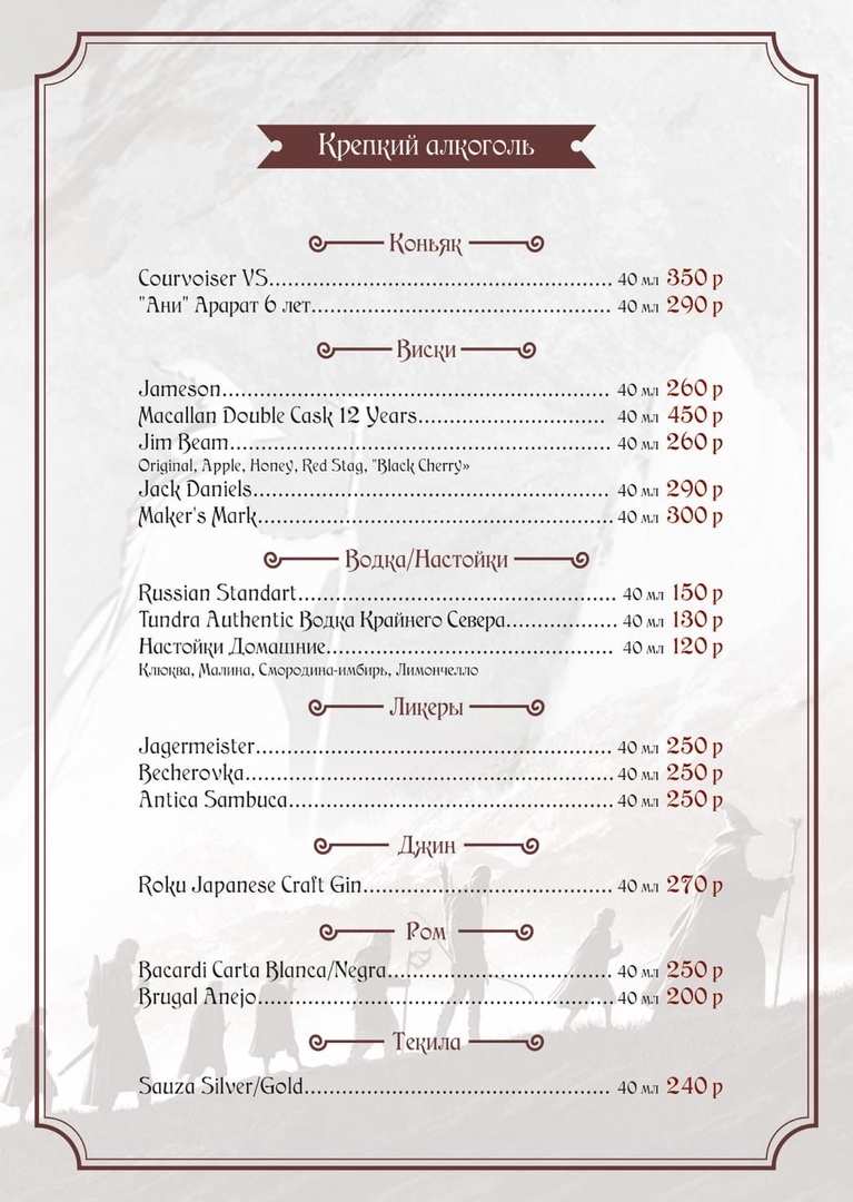 меню Кафе У Бильбо Воронеж
