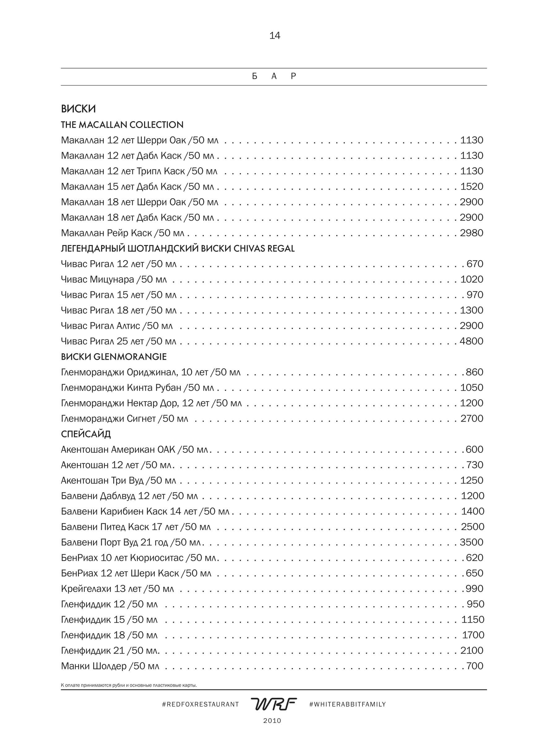 меню Ресторан Red Fox Сочи меню Ресторан Red Fox Сочи