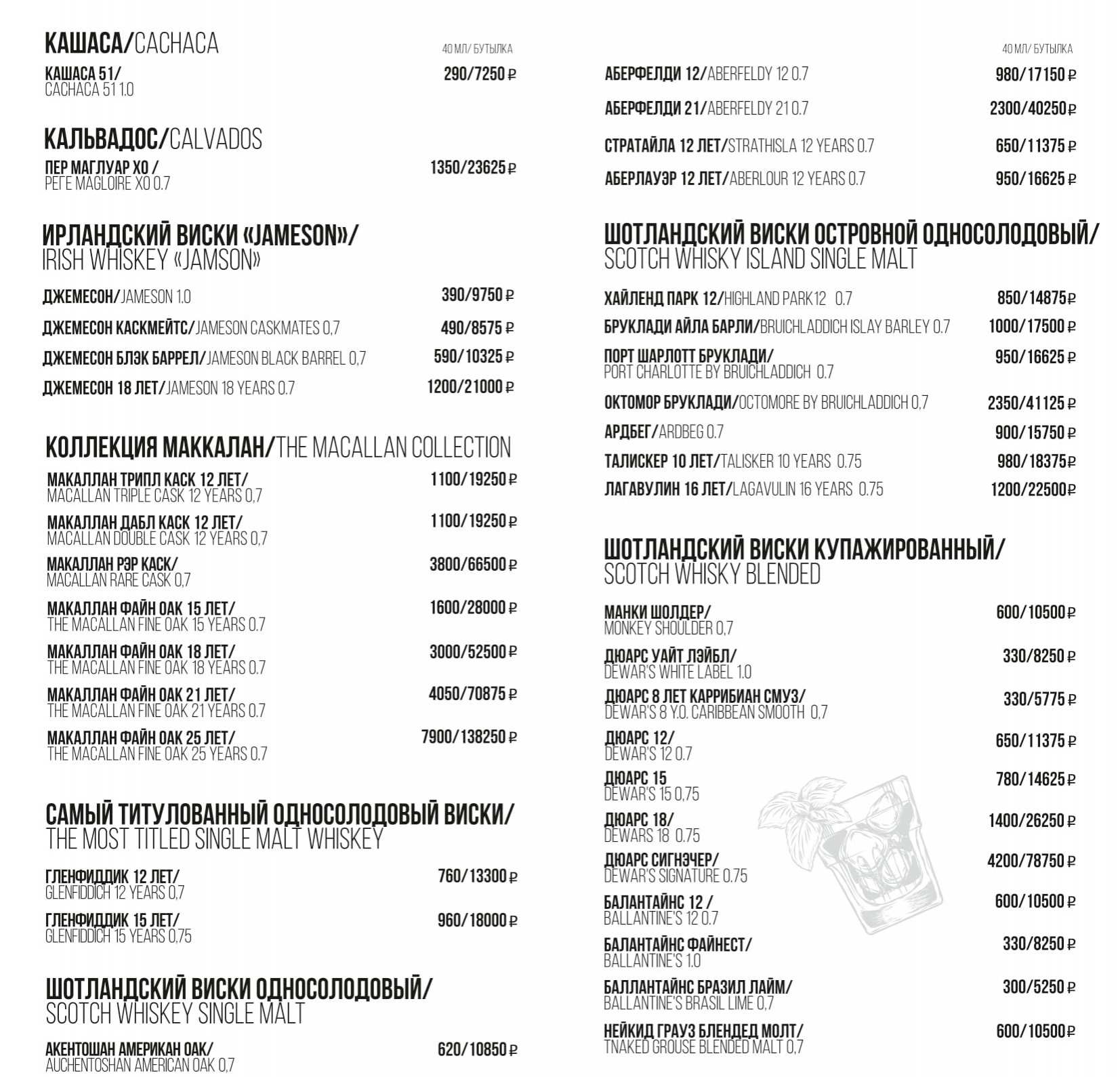 меню Ресторан Sanremo Сочи