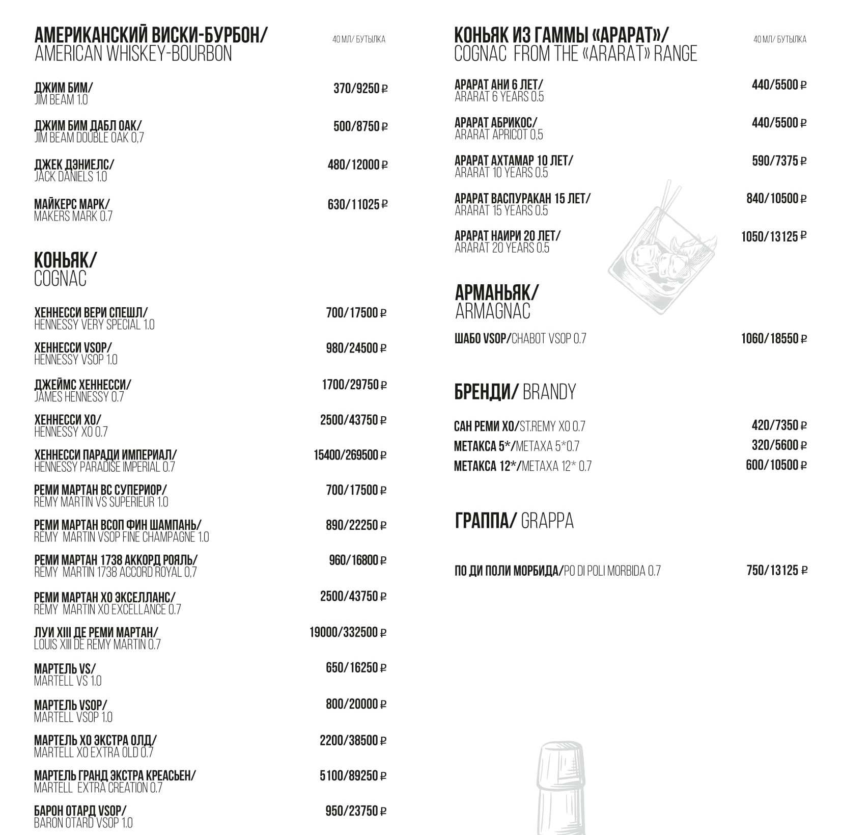 меню Ресторан Sanremo Сочи