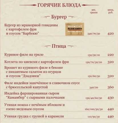 меню Кафе Винсент Краснодар меню Кафе Винсент Краснодар