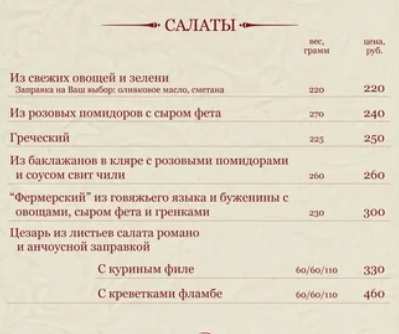 меню Кафе Винсент Краснодар меню Кафе Винсент Краснодар