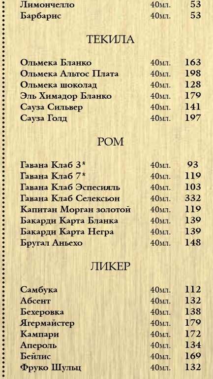 меню Сальвадор Дали Нижний Новгород