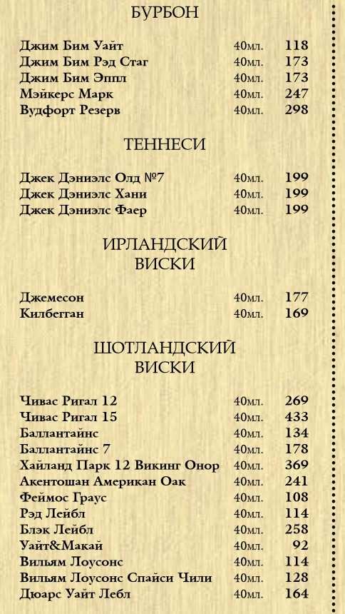 меню Сальвадор Дали Нижний Новгород