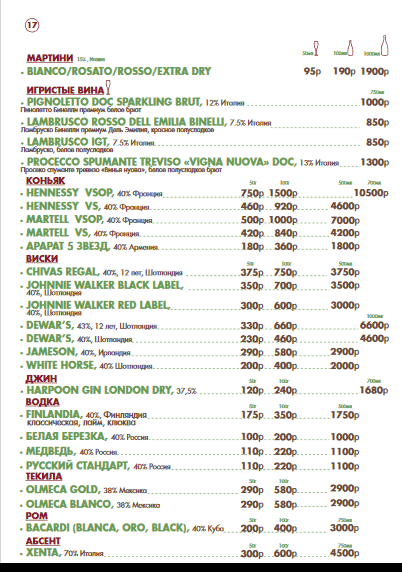 меню Кафе Котофей Абакан