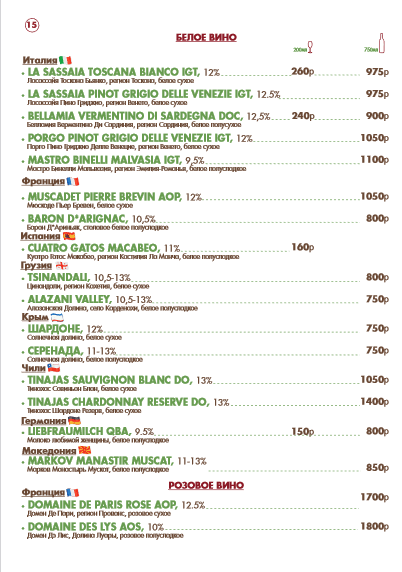 меню Кафе Котофей Абакан