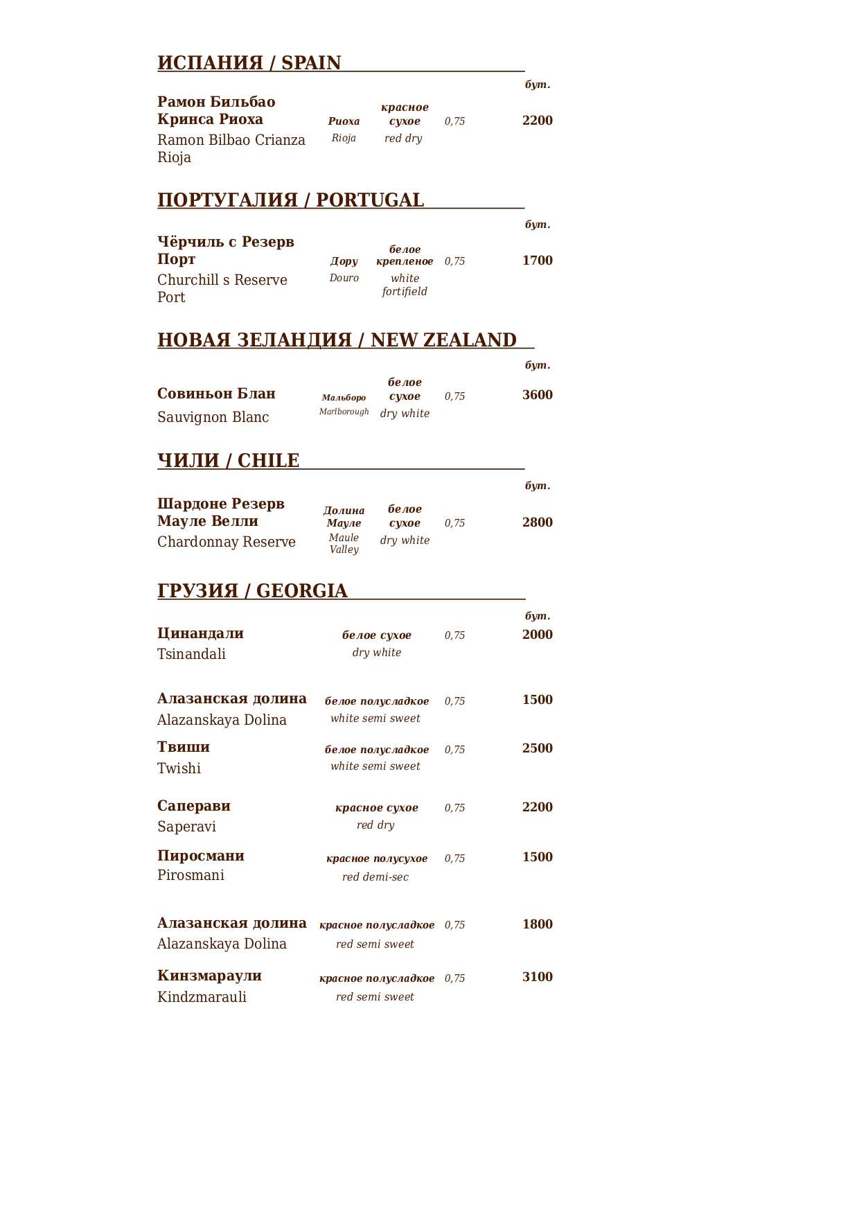 меню Ресторан Приморский бульвар Севастополь