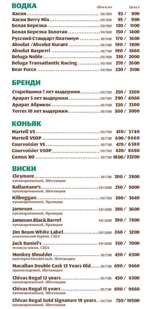 меню Ресторан Августин Брянск