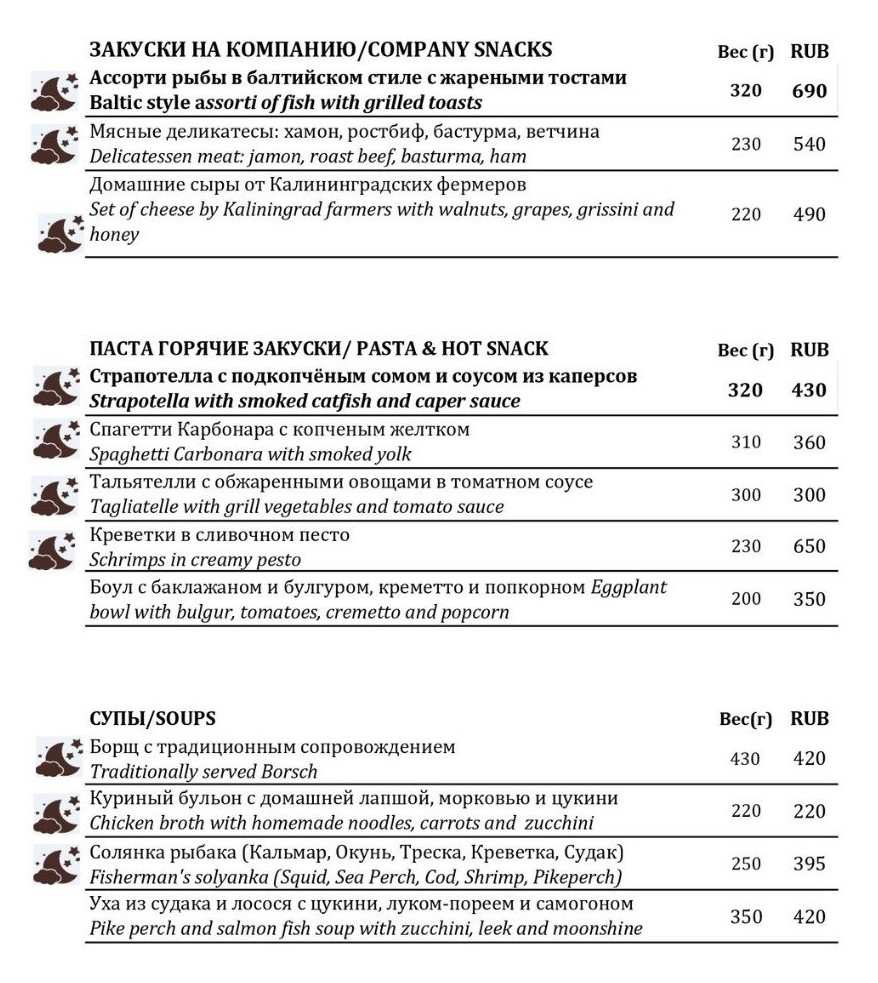 меню Ресторан Хофбург Калининград меню Ресторан Хофбург Калининград