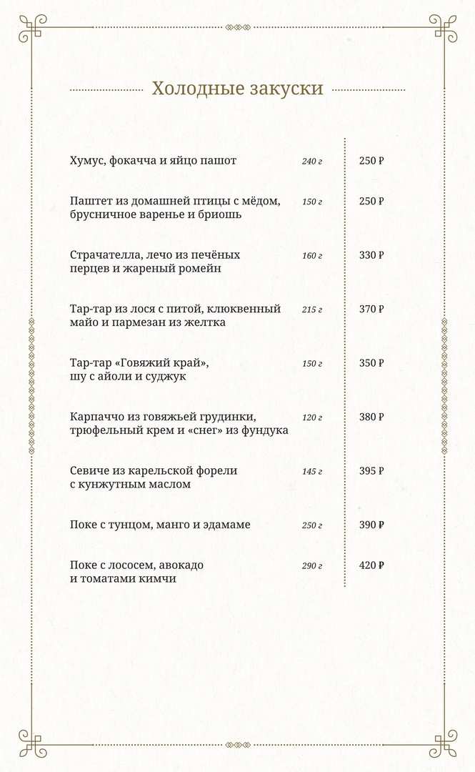 меню Кафе Конюшня Киров