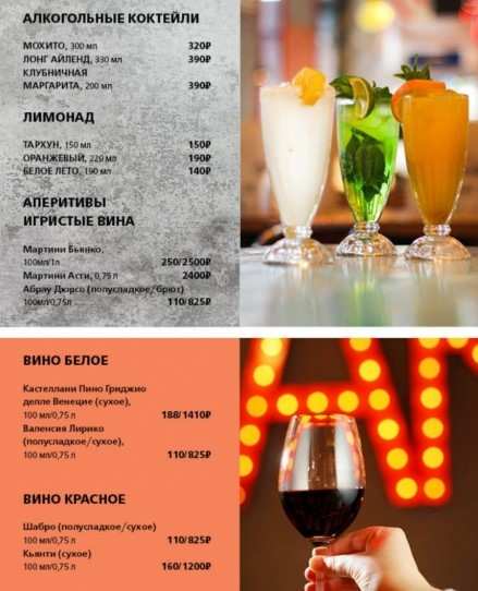 меню Кафе Юность Мурманск