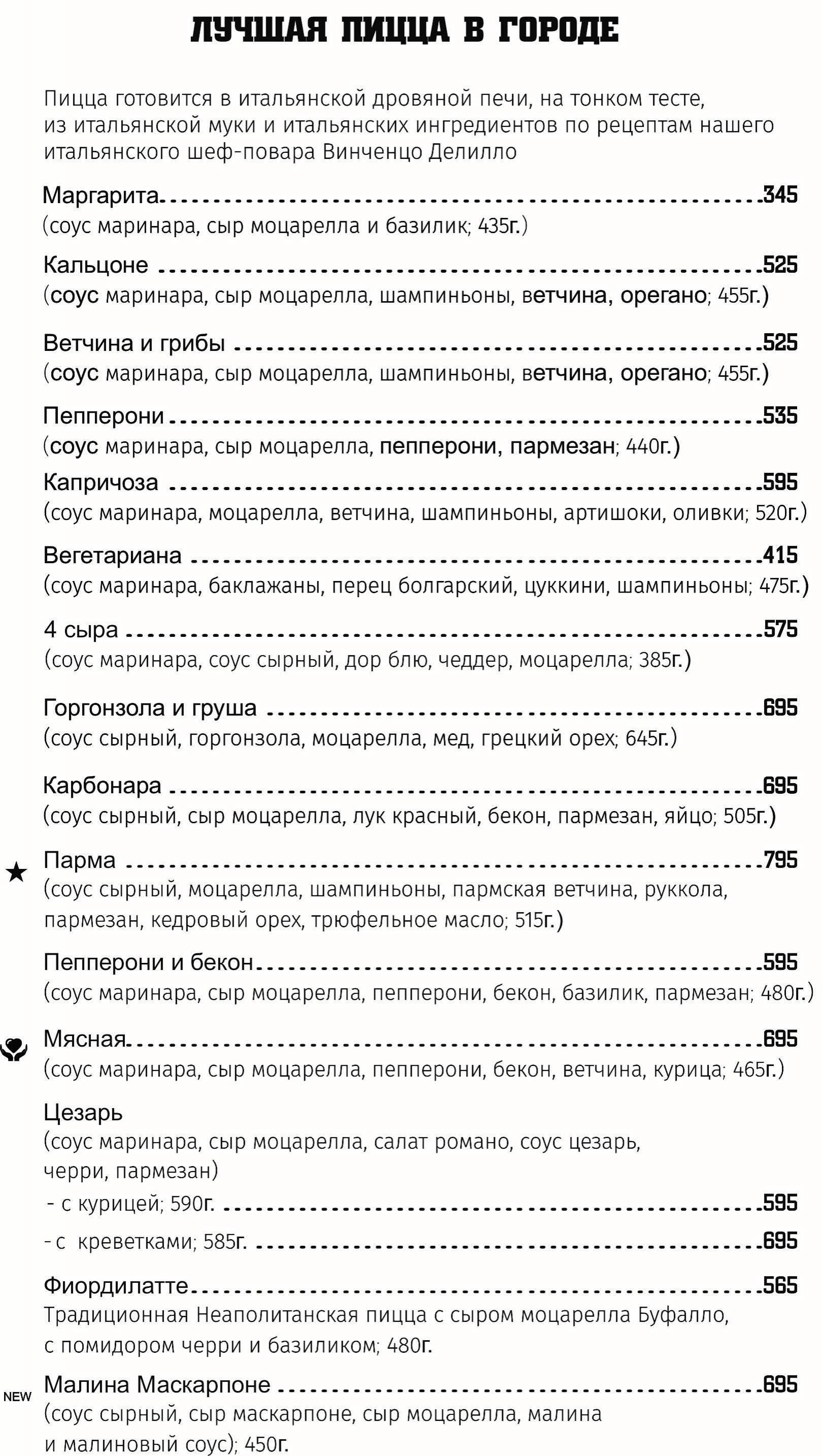 меню Лофт 501 Рязань