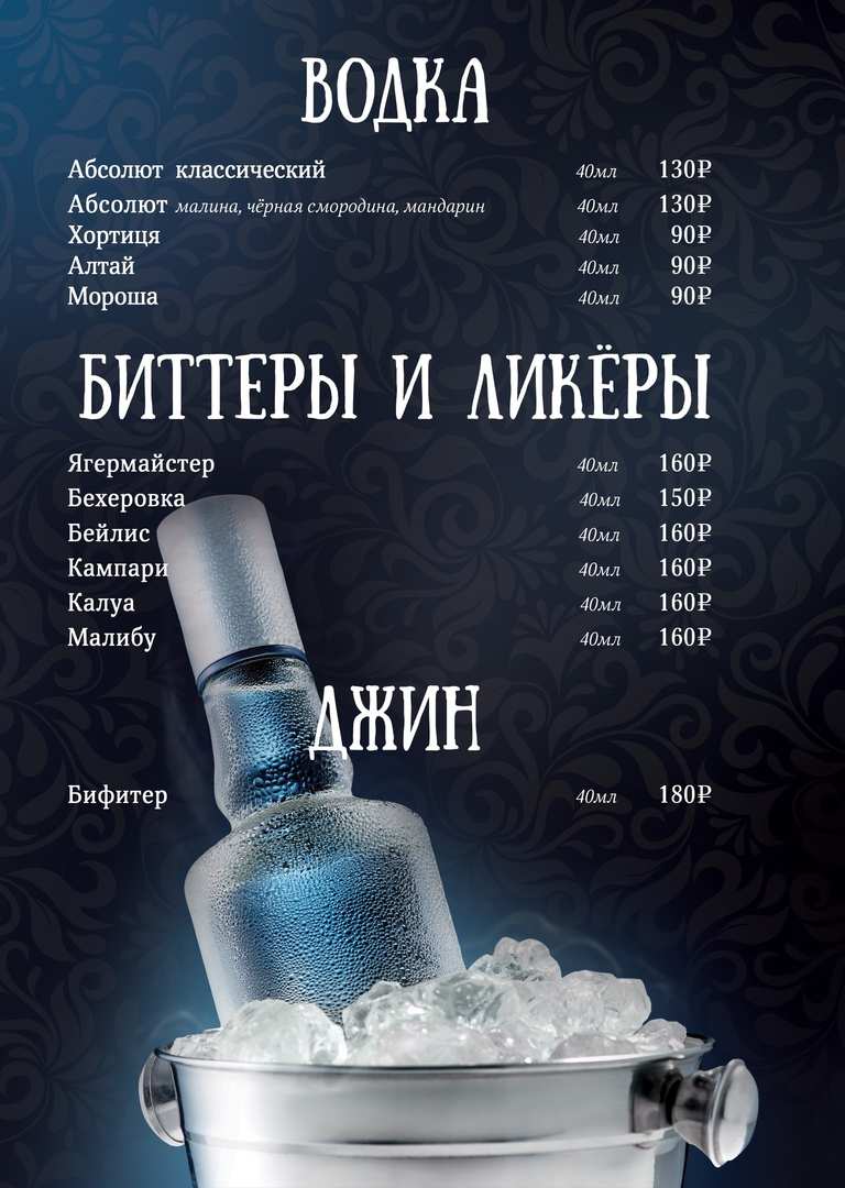 меню Кафе Парижанка Вологда