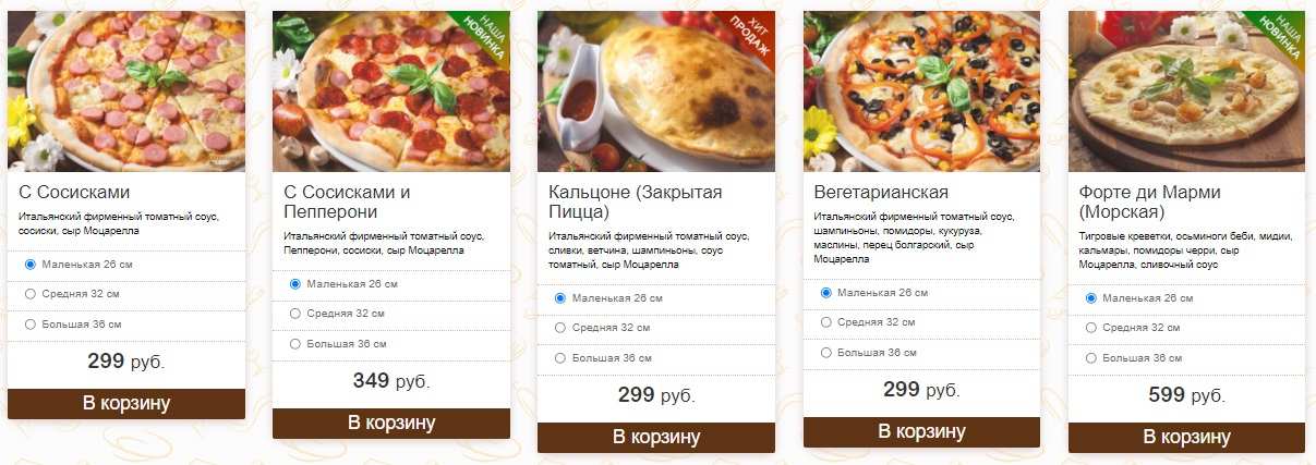 меню Кафе Флоренция Белгород