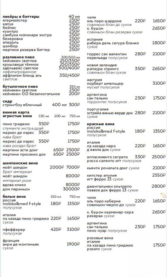 меню Кафе Молоко и мед Владивосток меню Кафе Молоко и мед Владивосток