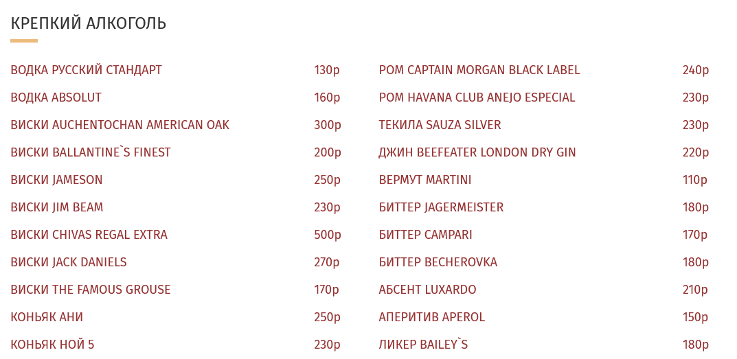 меню Кафе Бисквит Липецк