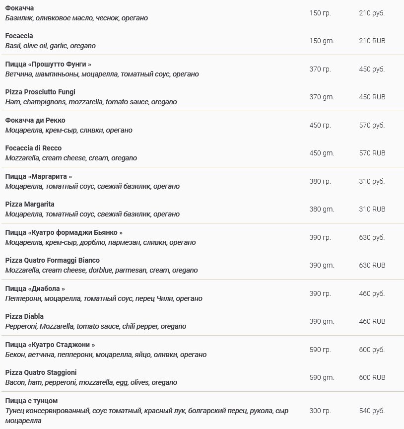 меню Манжо Ростов-на-Дону