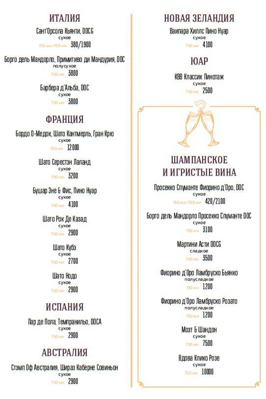 меню Кафе Дюшес Балашиха