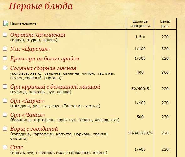 меню Ресторан Ани Благовещенск меню Ресторан Ани Благовещенск