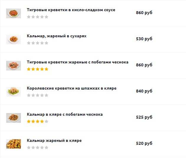 меню Кафе Президент Благовещенск