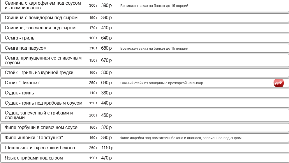 меню Ресторан Три толстяка Новокузнецк меню Ресторан Три толстяка Новокузнецк