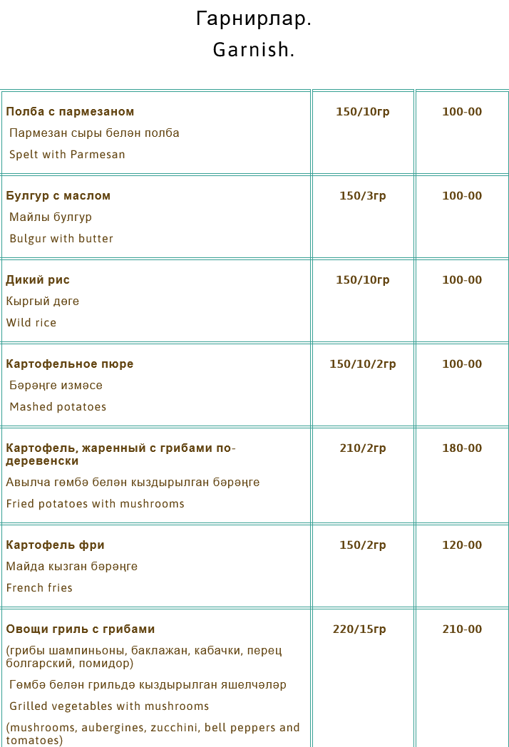 меню Ресторан Каймак Набережные Челны