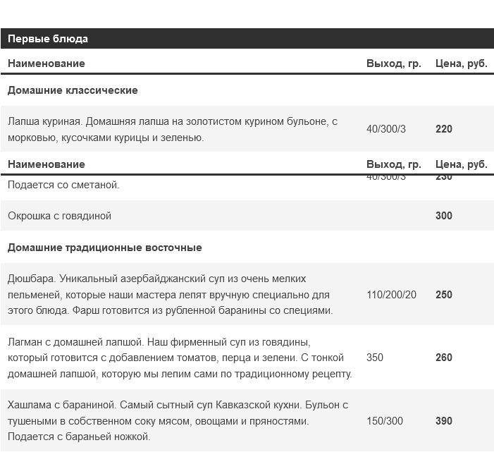 меню Ресторан Шафран Волгоград