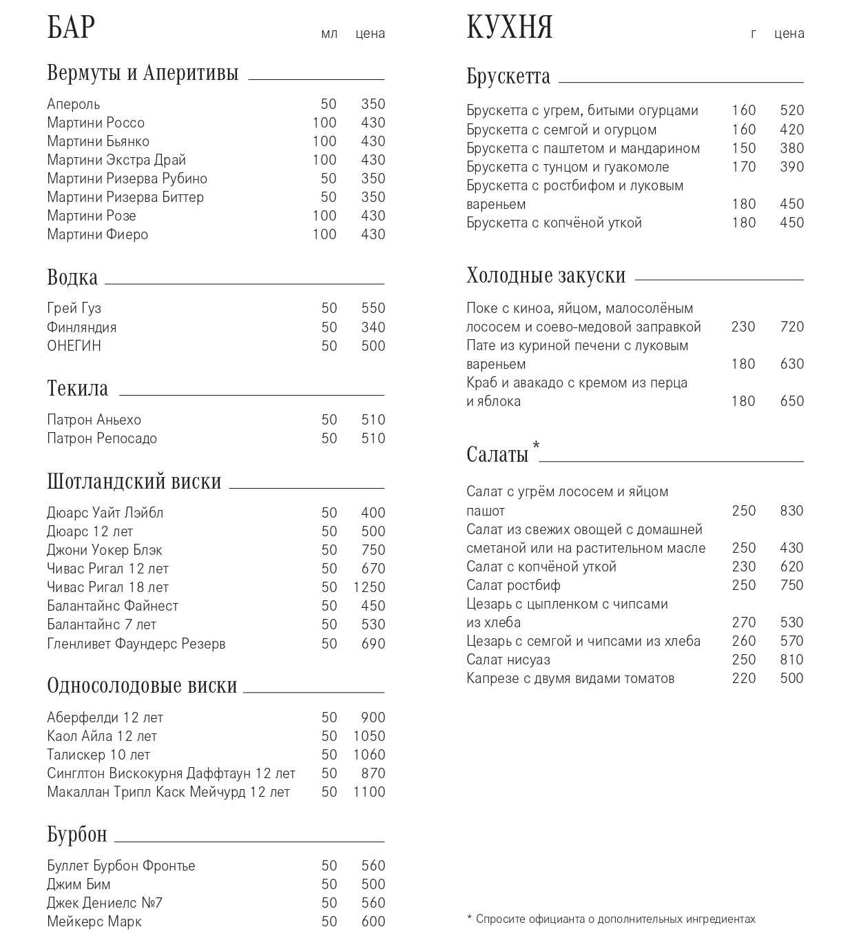 меню Ресторан Me Sochi