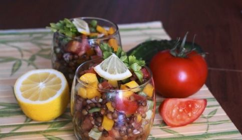 Салат с чечевицей и овощами рецепт с фото пошагово 