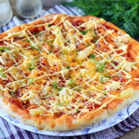 Пицца с курицей и ананасами рецепт с фото пошагово 