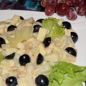 Салат фруктовый с соусом из сгущенного молока и майонеза рецепт с фото пошагово 