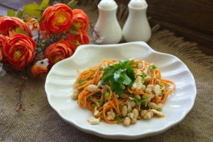 Салат с курицей фасолью и корейской морковью по-корейски рецепт с фото пошагово