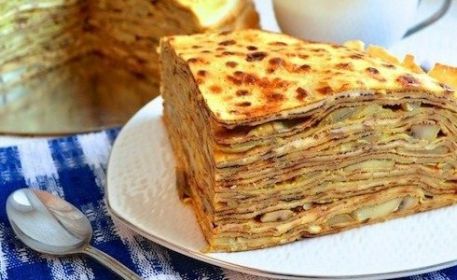 Пирог из блинов с грибами Пирог из блинов с грибами - рецепт с фото