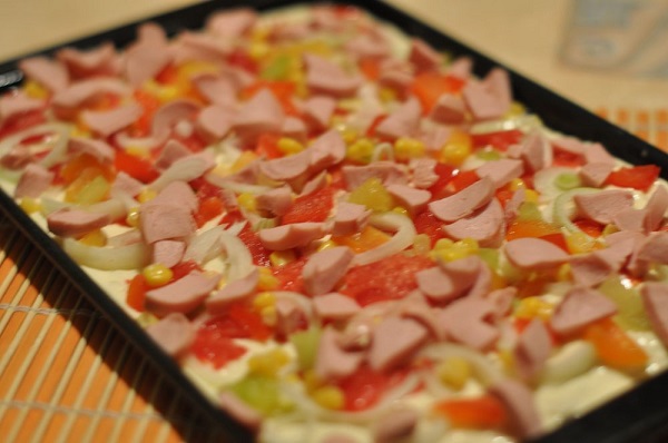быстрая пицца на кефире в духовке