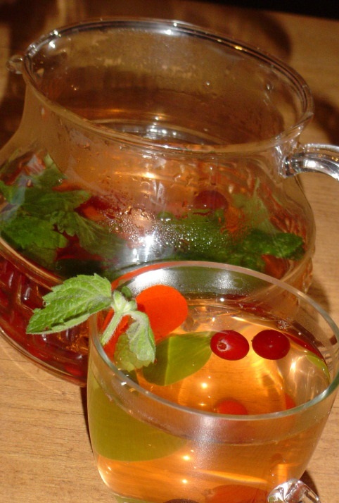 Чай с клюквой и мелиссой